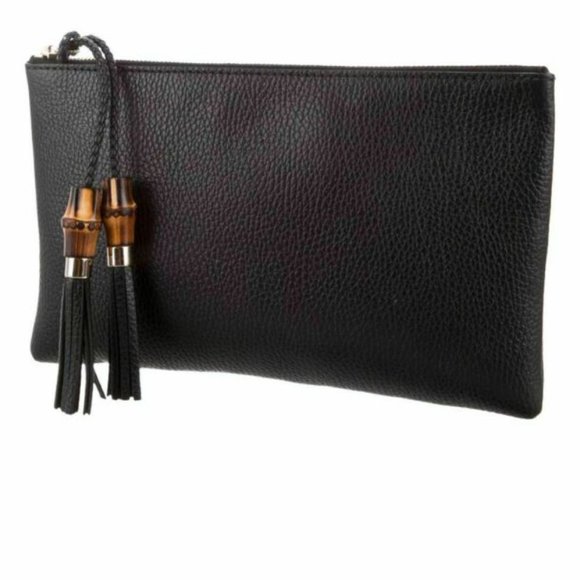 Gucci Zip Top Clutch Pouch with Bamboo Tassel Pull NEW WITH DUST BAG - Picture 2 of 8